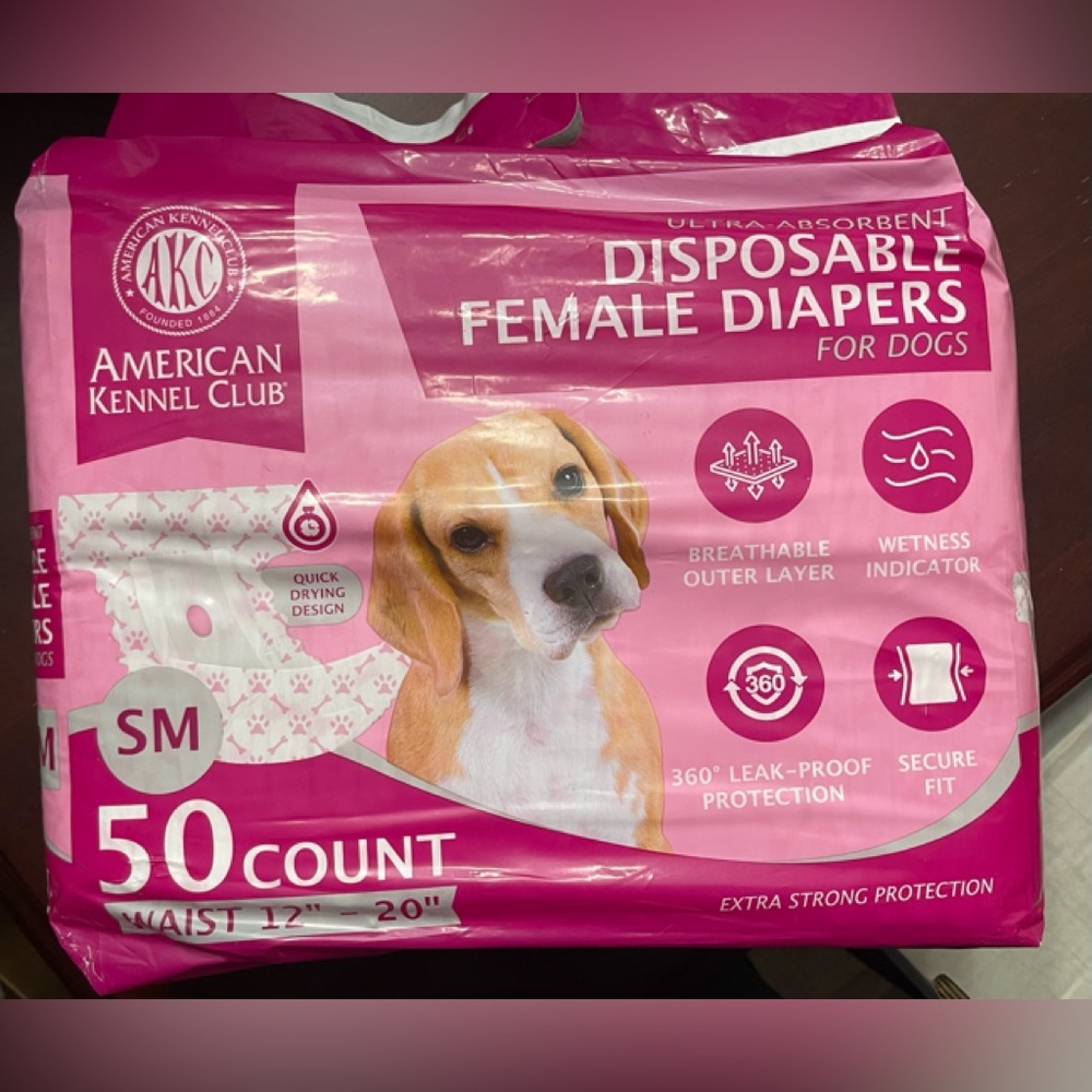 American Kennel Club Pink Disposable Female Dog Diapers